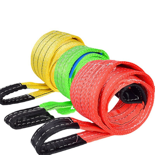 Color flat lifting belt polyester double buckle lifting belt 5 tons 10T color industrial driving high-strength lifting lifting belt