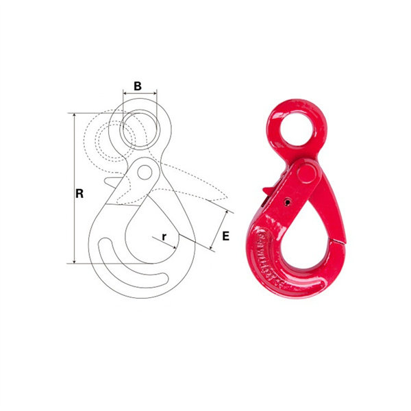 G80-grade ring eye hook lifting ring eye hook self-locking hook eye-shaped self-locking container hook-eye type sliding hook 1 ton-21 tons