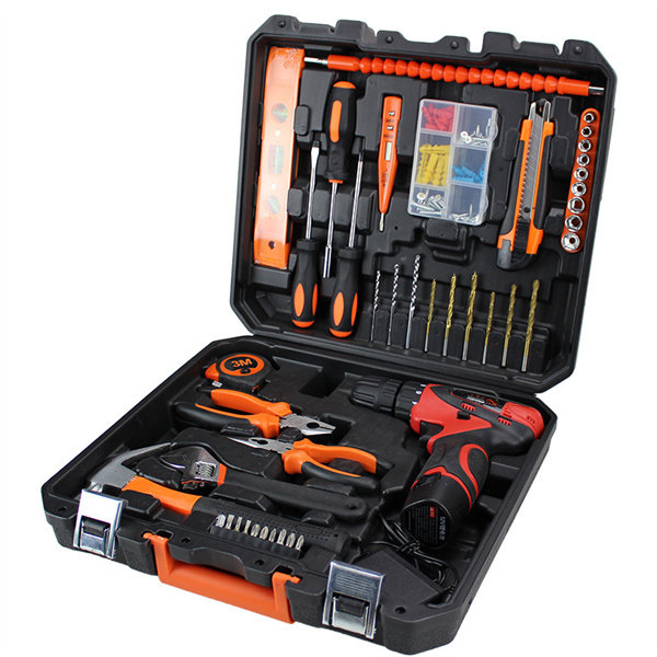 Lithium drill household tool box Hardware combination box Hand tool set Rechargeable