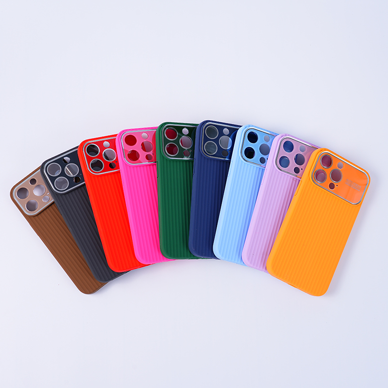 Liquid silicone phone case with large viewing window and vertical fine hole pattern