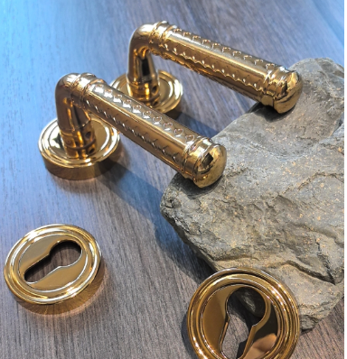 S H L brand door locks-with a zinc alloy base and a solid steel bar handle-It is a product with an appearance patent