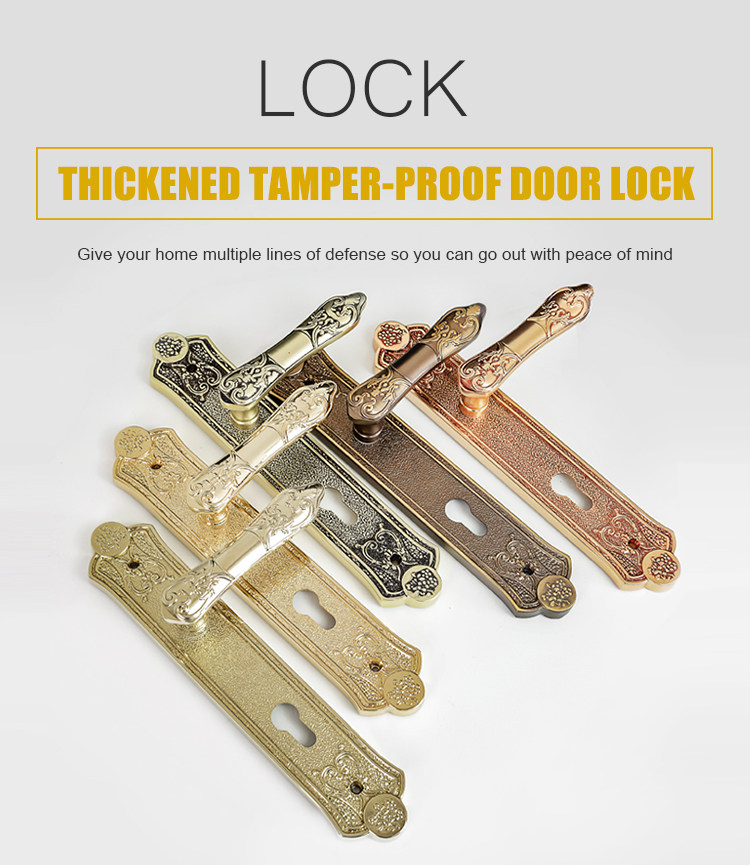 Oversized Zinc Alloy Rose Gold/Black Antique Brass/Coffee Carved Mortise Door Lock Universal for Indoor Outdoor Doors Retro Craftsmanship