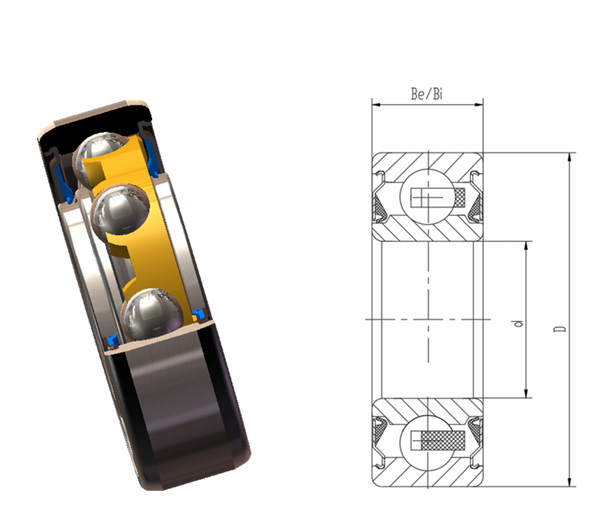 Standard deep groove ball bearing type.