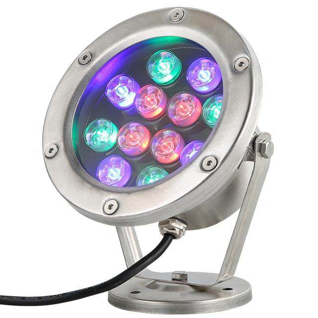 Ip68 Water Proof Ring Round Remote Control Multicolor Stainless Steel Underwater Rgb Led Fountain Lights