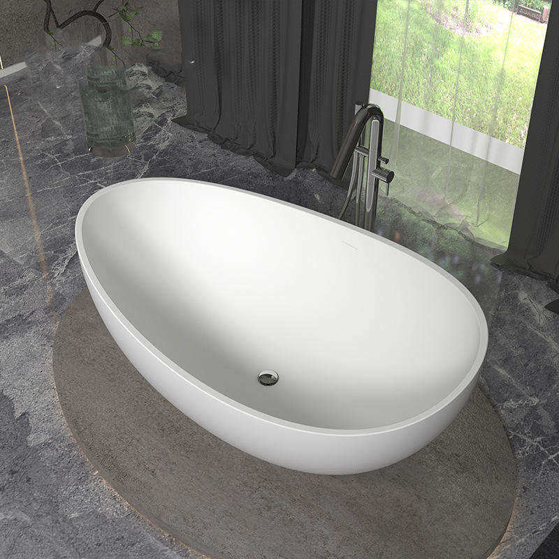 MM8833 100% Pure Acrylic Solid Surface White Oval Freestanding Soaking Bathtubs