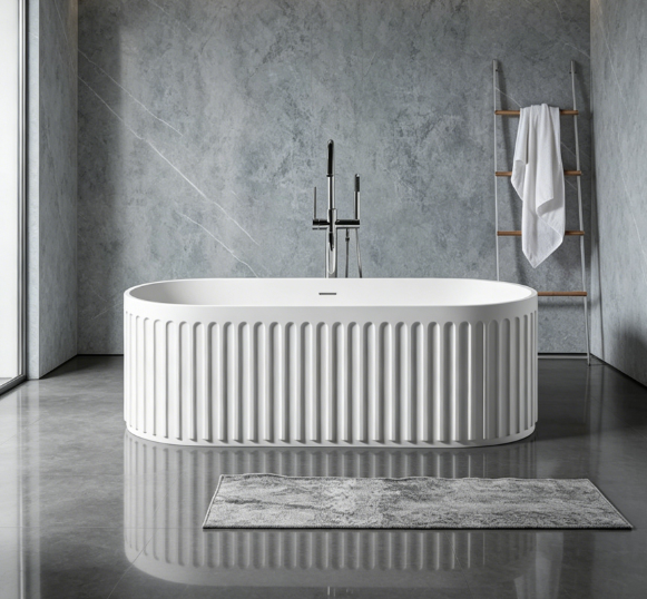 MM1045 Whole Artificial Stone Freestanding Oval Bath with Pedestal Base
