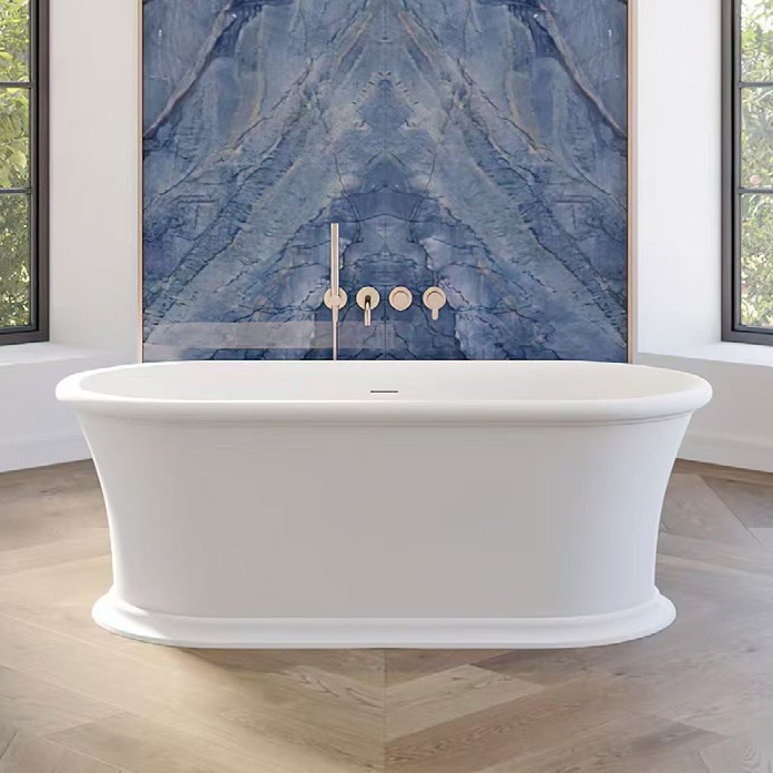 MM1041 Whole Artificial Stone Freestanding Oval Bath with Pedestal Base