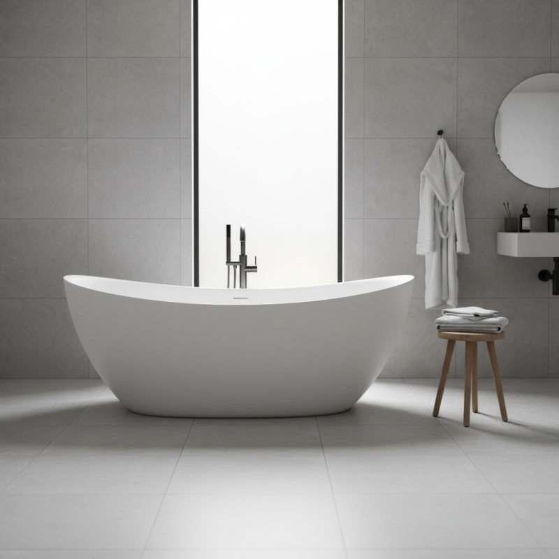 MM8826 100% Pure Acrylic Solid Surface White Oval Freestanding Soaking Bathtubs