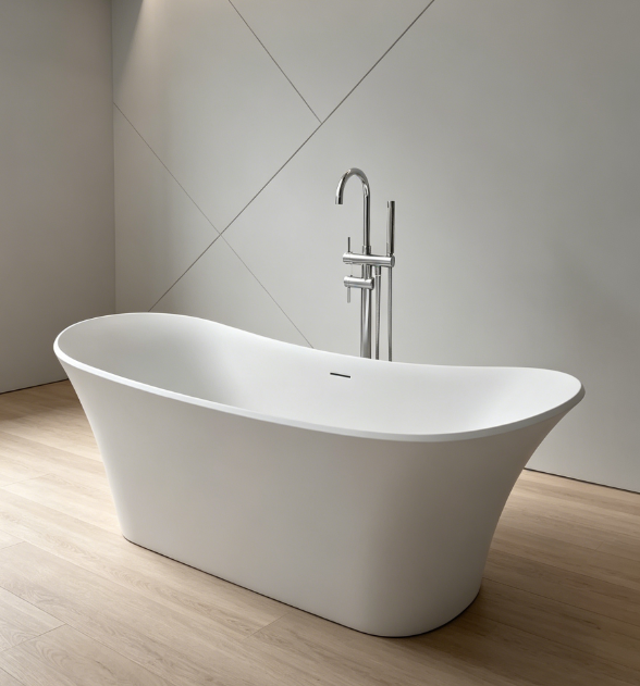 MM8832 New Design Shape Artificial Stone Freestanding Bathtub Pure Solid Surface Bathtub