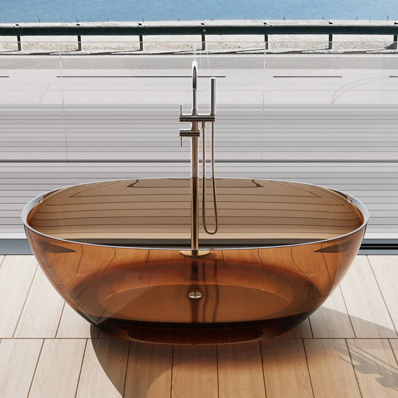 MM8801 Resin Stone Clear Transparent Free Standing Bathtub