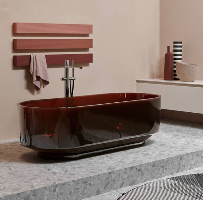 MM1061 Resin Stone Rectangle Design Clear Transparent Free Standing Bathtub