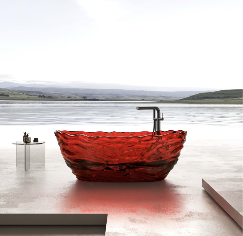 MM1064 Resin Stone Wave Pattern Crystal Colored Transparent Bathtub
