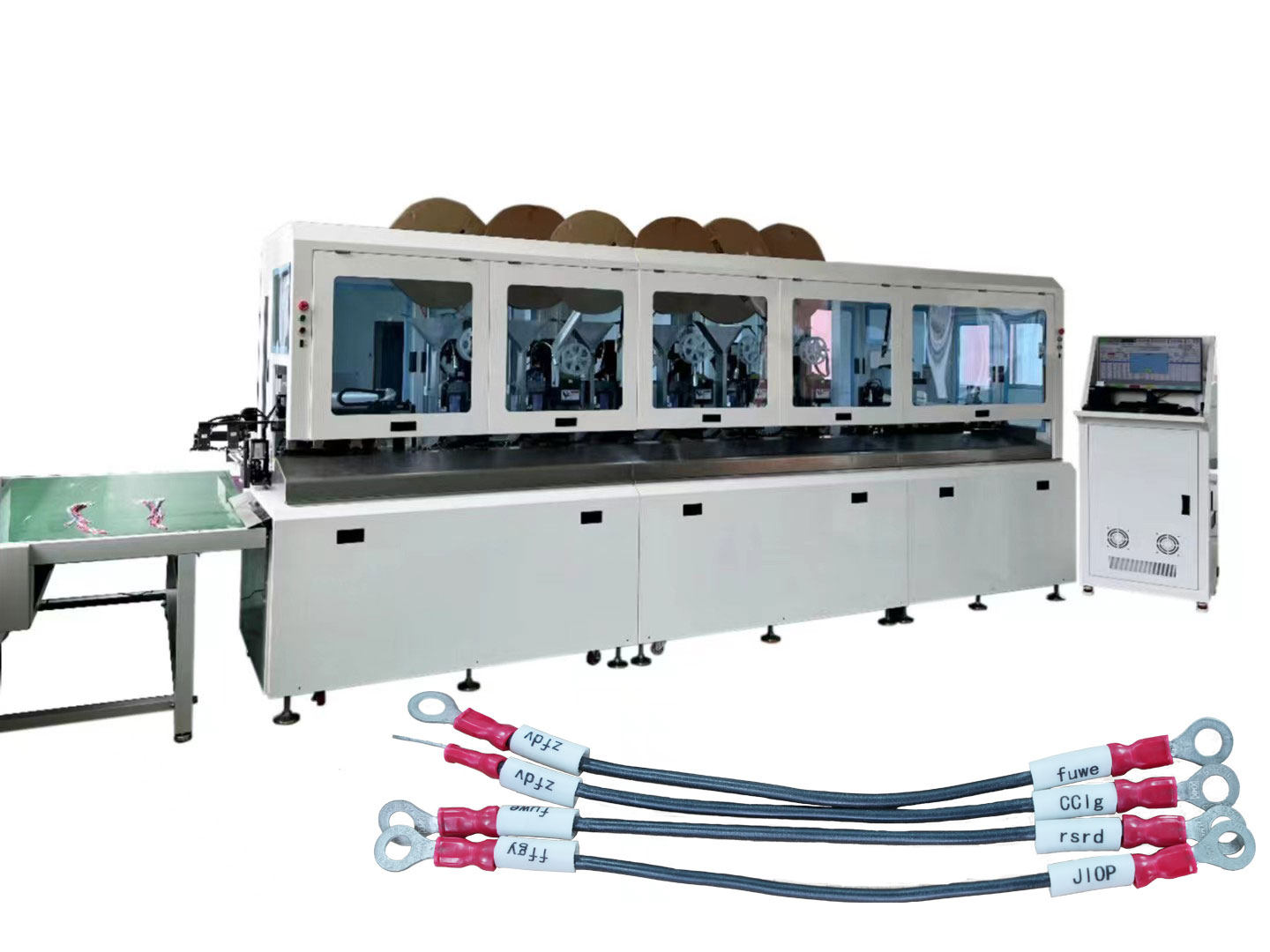Automatic laser printing number tube insertion and heat shrink crimping terminal machine
