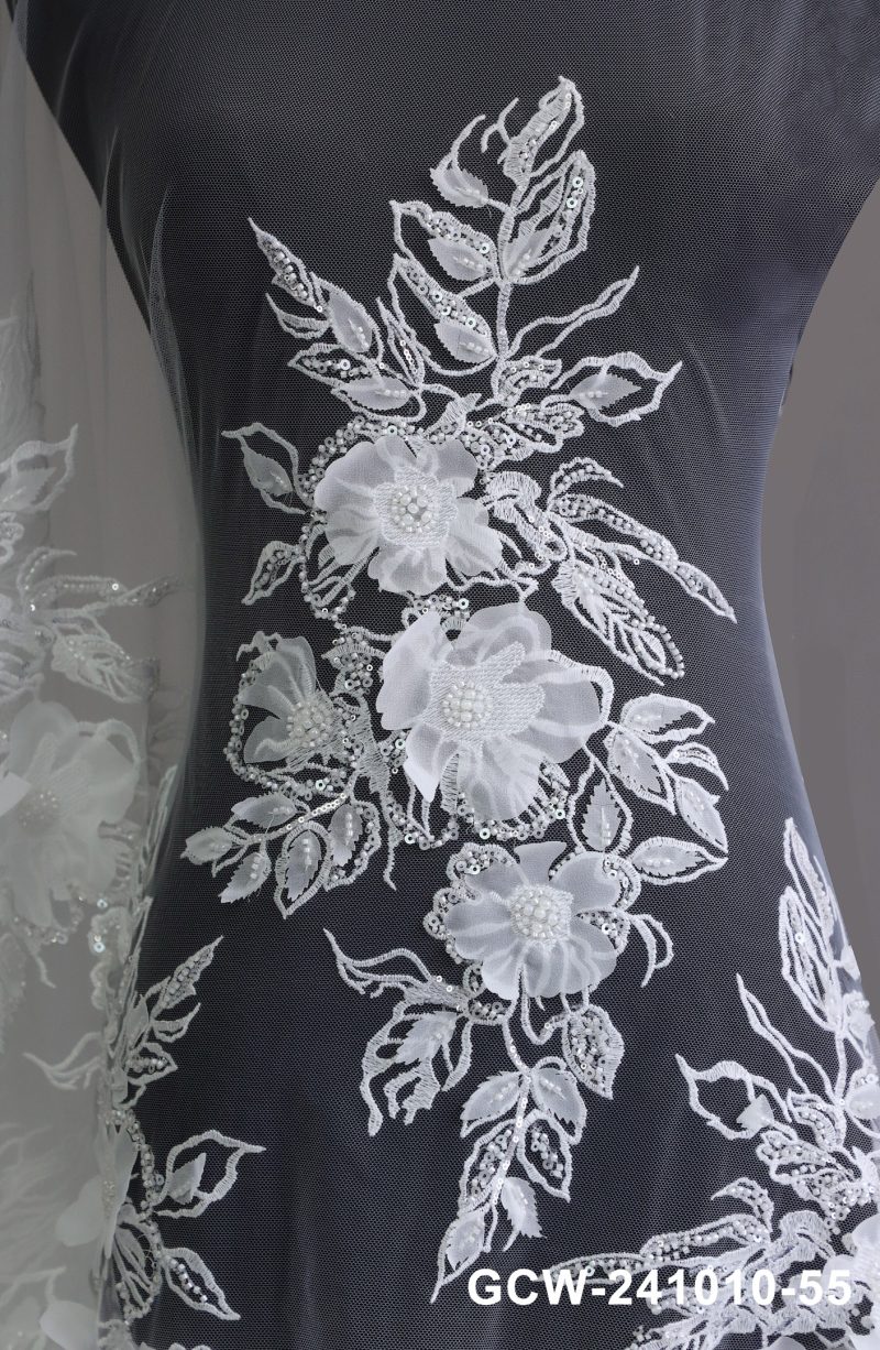 Wedtex floral embroidery lace with sequins