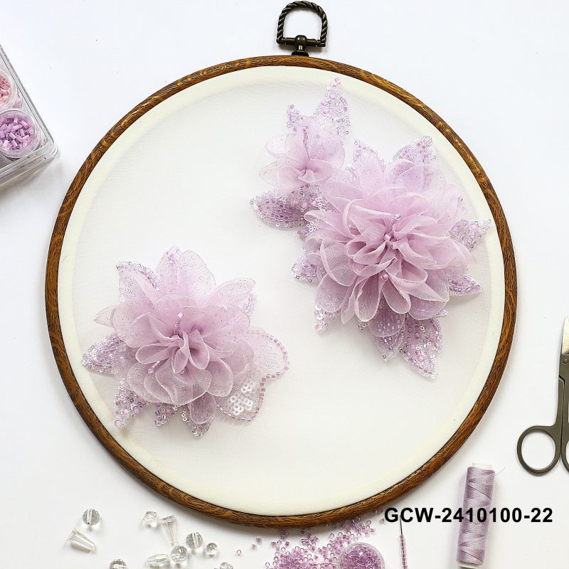 Handmade 3D Flower Applique, Embroidery Beaded Sewing Patch for DIY Accessories Clothing