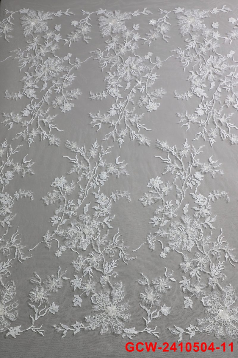 Wedtex Manufacturer oem lace fabric for sewing dense luxury bridal wedding lace beads special shape sequin dress fabric