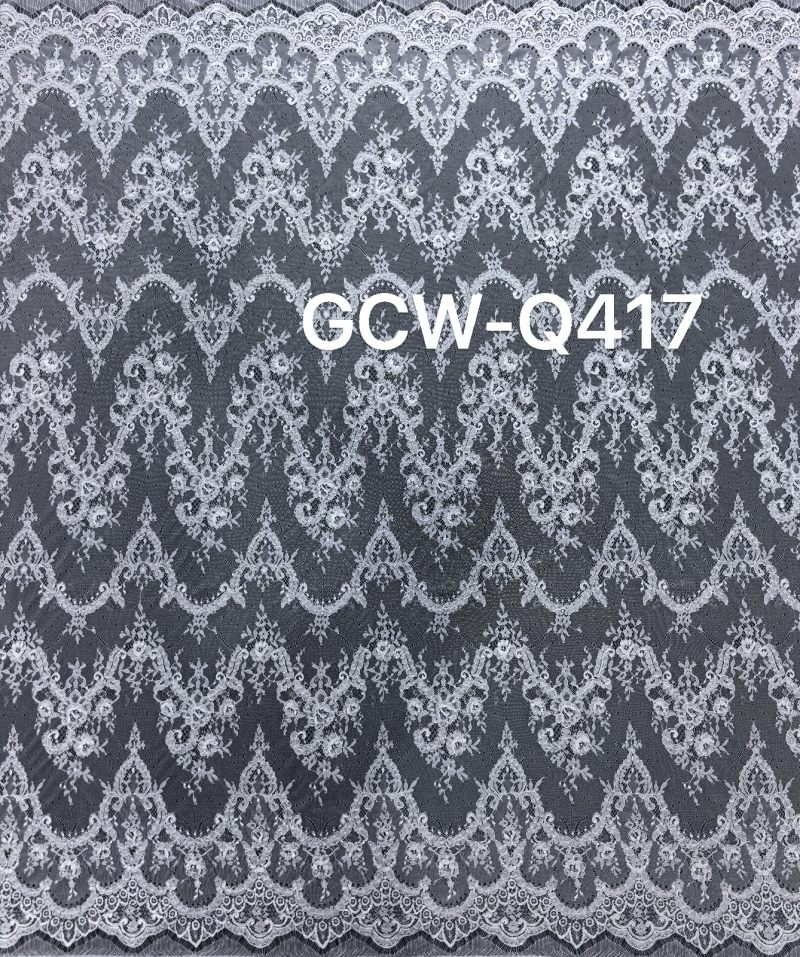 GCW-Q417 | Vintage Festoon Floral Cord Lace | 3D Embossed Eyelash Bridal Fabric