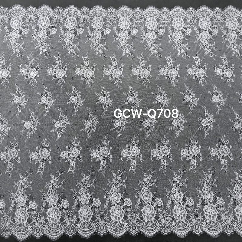 GCW-Q708 | Spaced Floral Sprig Cord Lace | 3D Embossed Eyelash Bridal Fabric