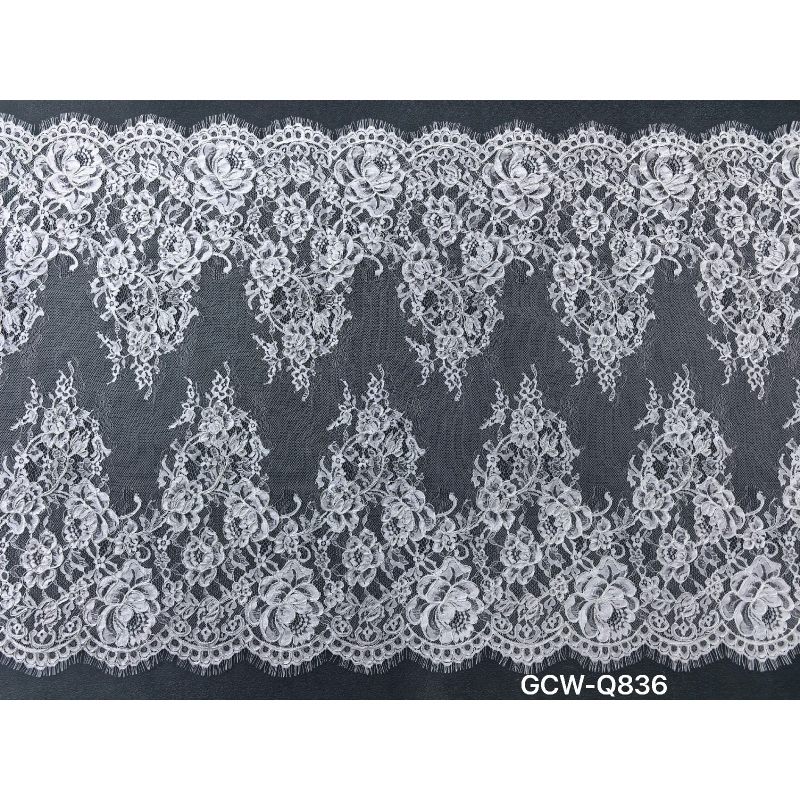 GCW-Q836 | Classic Scattered Floral Cord Lace Set | 3D Embossed Bridal Fabric & Matching Trim