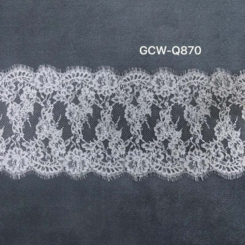 GCW-Q870 | Geometric Floral Lattice Cord Lace Trim | 3D Embossed Eyelash Bridal Border