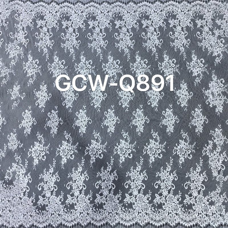 GCW-Q891 | Classic Repeating Floral Sprig Cord Lace | 3D Embossed Eyelash Bridal Fabric