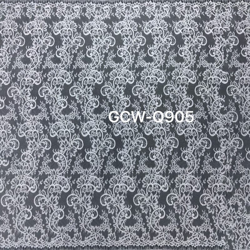 GCW-Q905 | Vertical Baroque Scrollwork Cord Lace | 3D Embossed Eyelash Bridal Fabric
