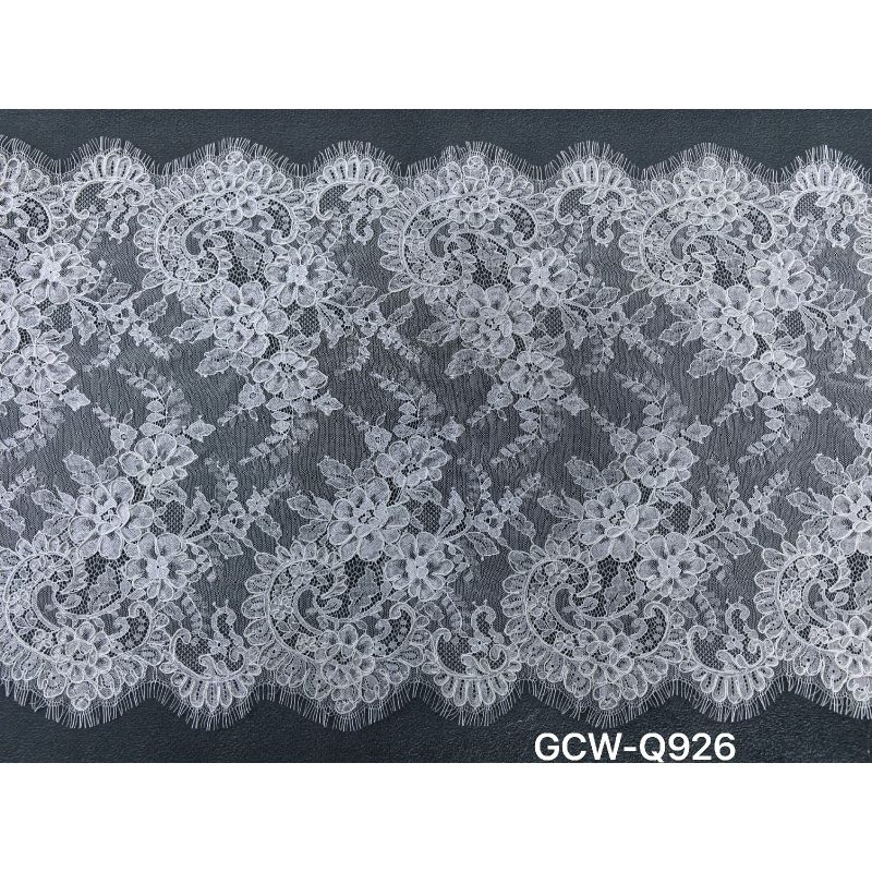 GCW-Q926 | Baroque Scrollwork & Floral Cord Lace Trim | 3D Embossed Eyelash Bridal Border
