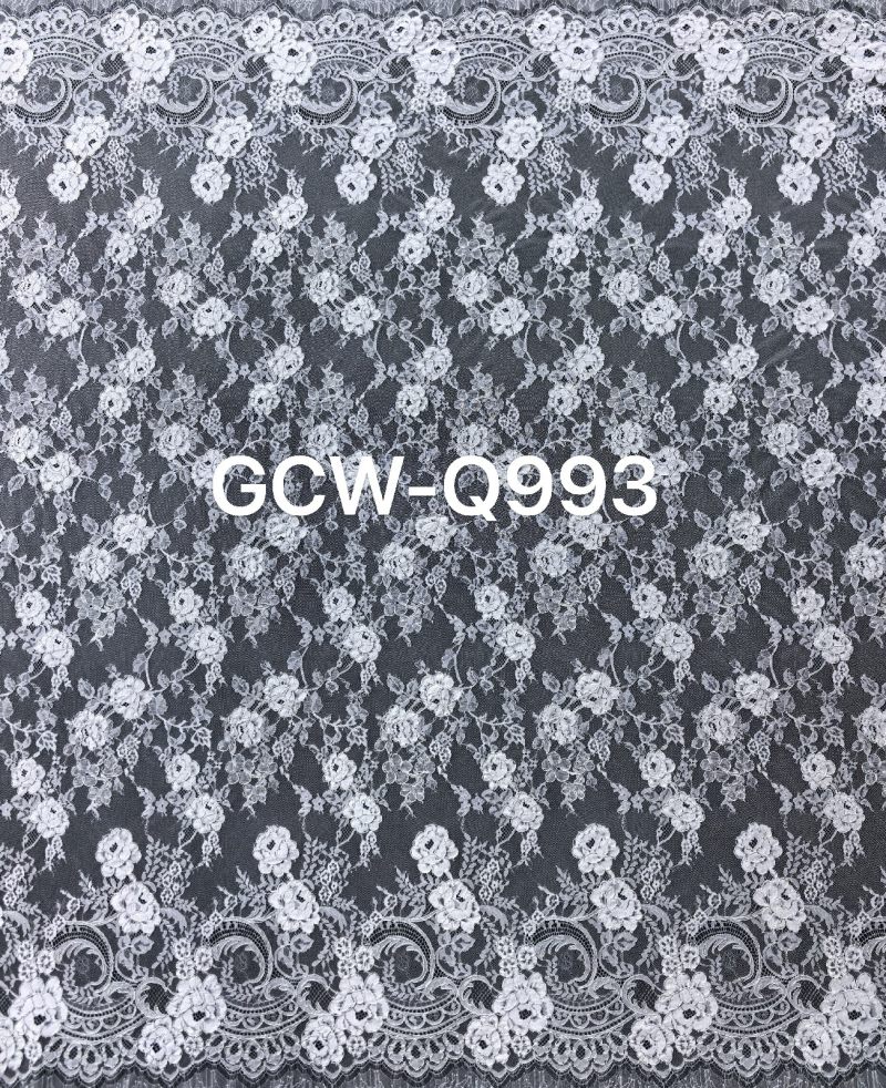 GCW-Q993 | Diagonal Floral Lattice Cord Lace | 3D Embossed Scalloped Bridal Fabric