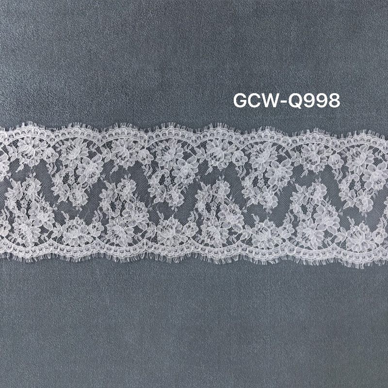 GCW-Q998 | Classic Floral Bouquet Cord Lace Trim | 3D Embossed Eyelash Bridal Border