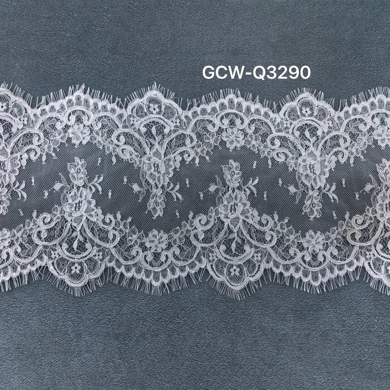 GCW-Q3290 | Point d'Esprit Chandelier Cord Lace Trim | 3D Embossed Eyelash Bridal Border