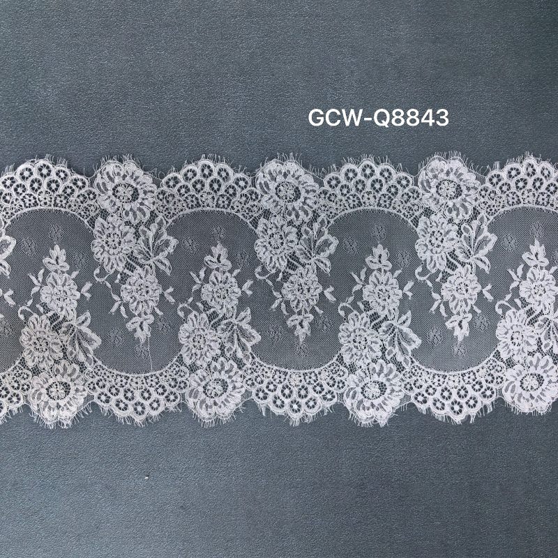 GCW-Q8843 | Crown Arch & Honeycomb Cord Lace Trim | 3D Embossed Eyelash Bridal Border