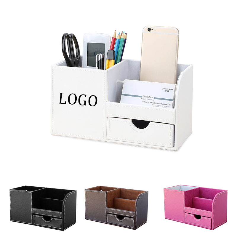 Multi-Function PU Leather Desk Organizer