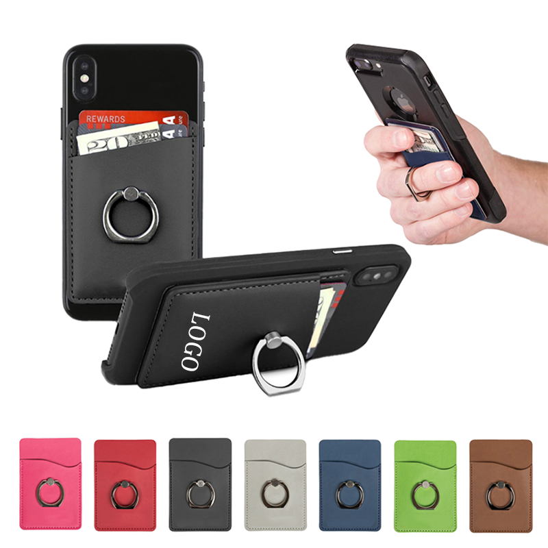 Phone Card Wallet with Metal Ring Stand