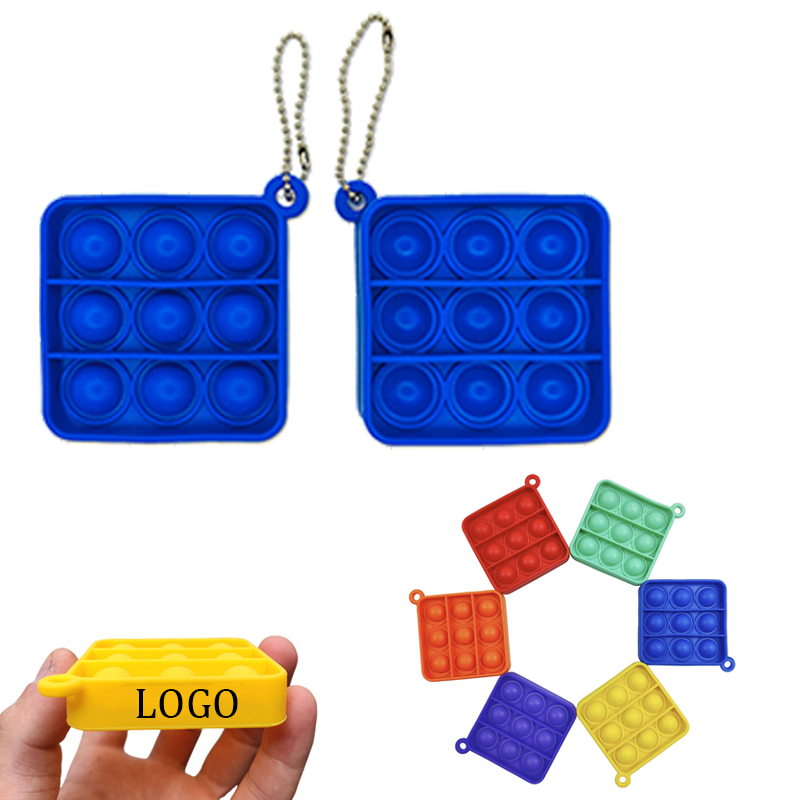 Square Push Pop Bubble Fidget Keychain
