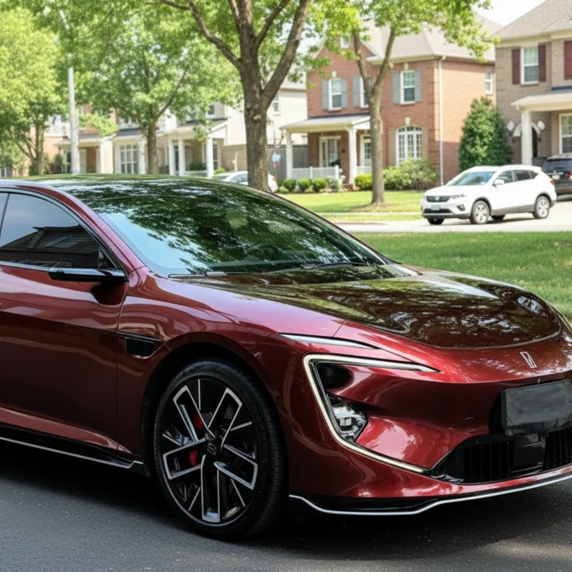 Flow-Light Black-Charm Red PET Car Wrap