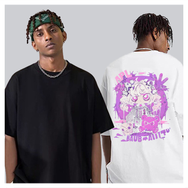 Camiseta bidimensional com estampa de anime