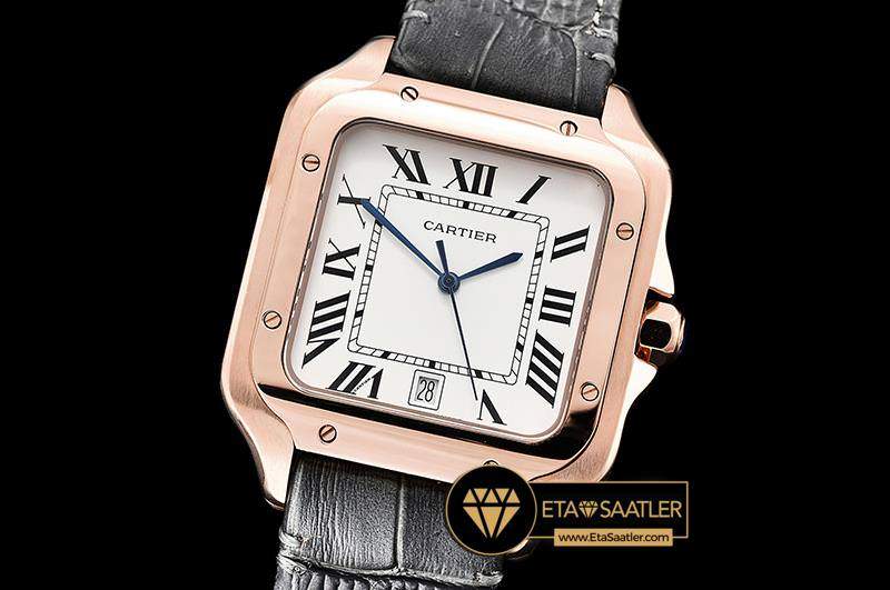 Cartier Santos De Cartier women's watch 2018 rose gold bezel gray strap ETA