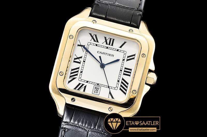 Cartier Santos De Cartier women's watch 2018 gold bezel black strap ETA