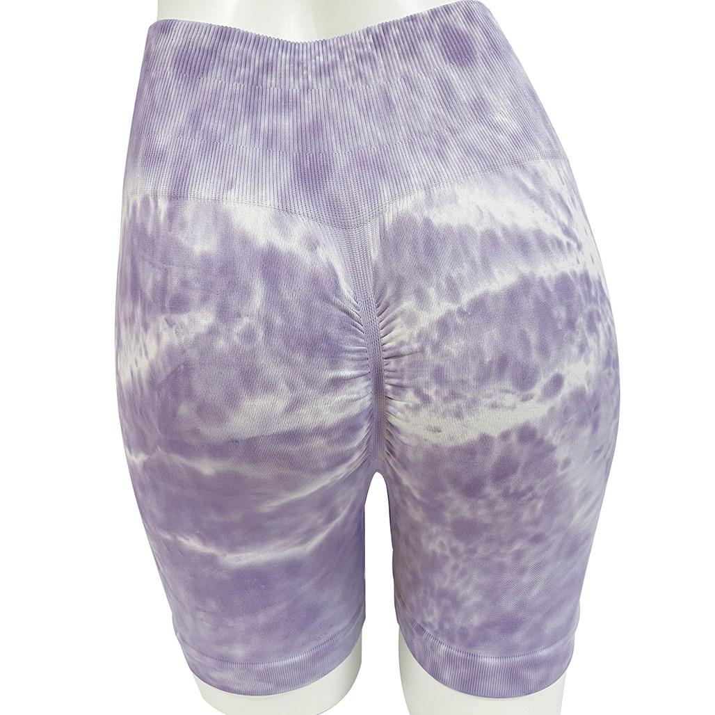 欧美瑜伽滴染短裤紫色