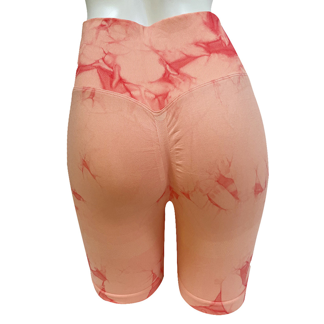 欧美扎染瑜伽短裤粉色