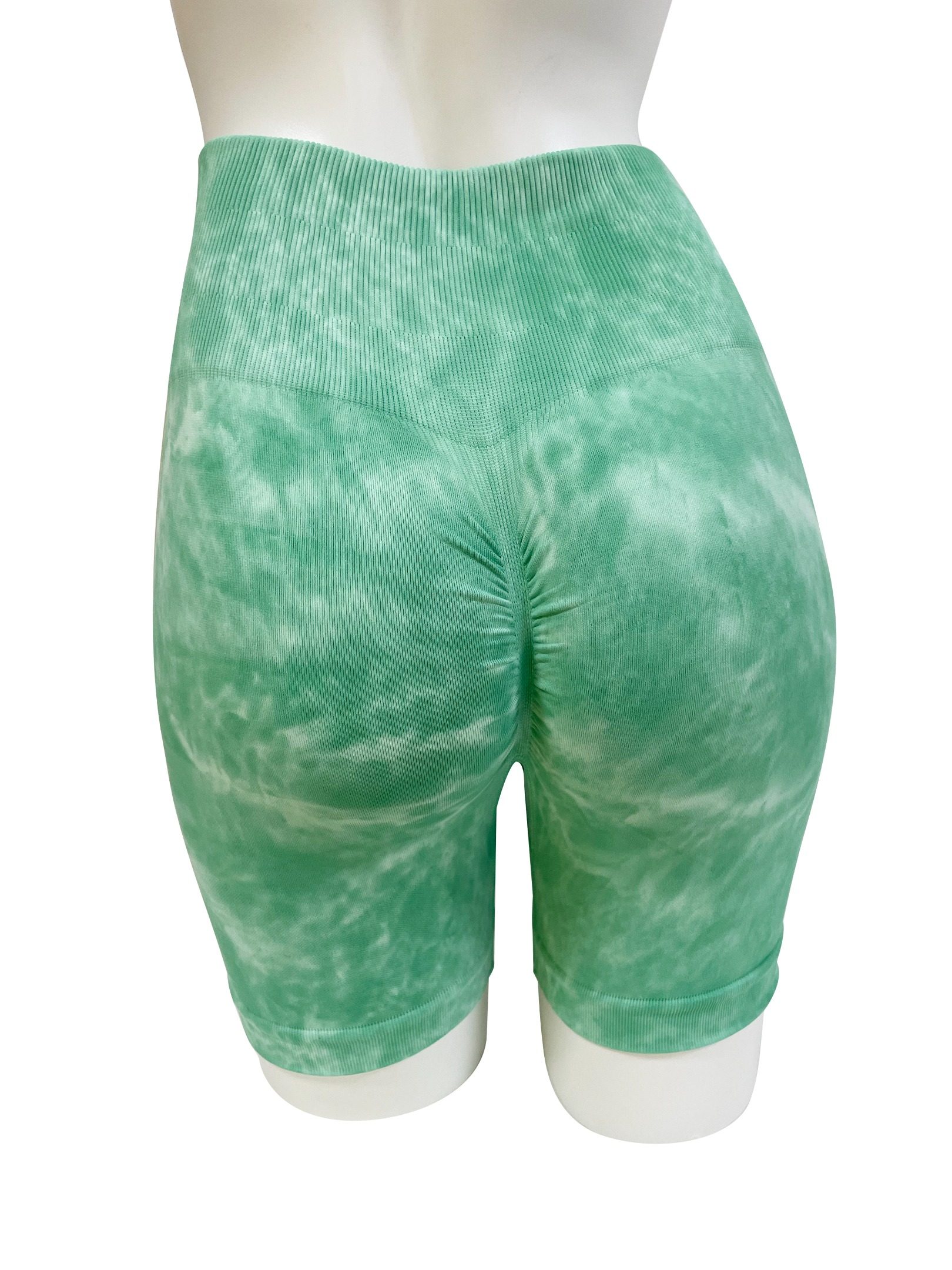 欧美滴染瑜伽短裤绿色