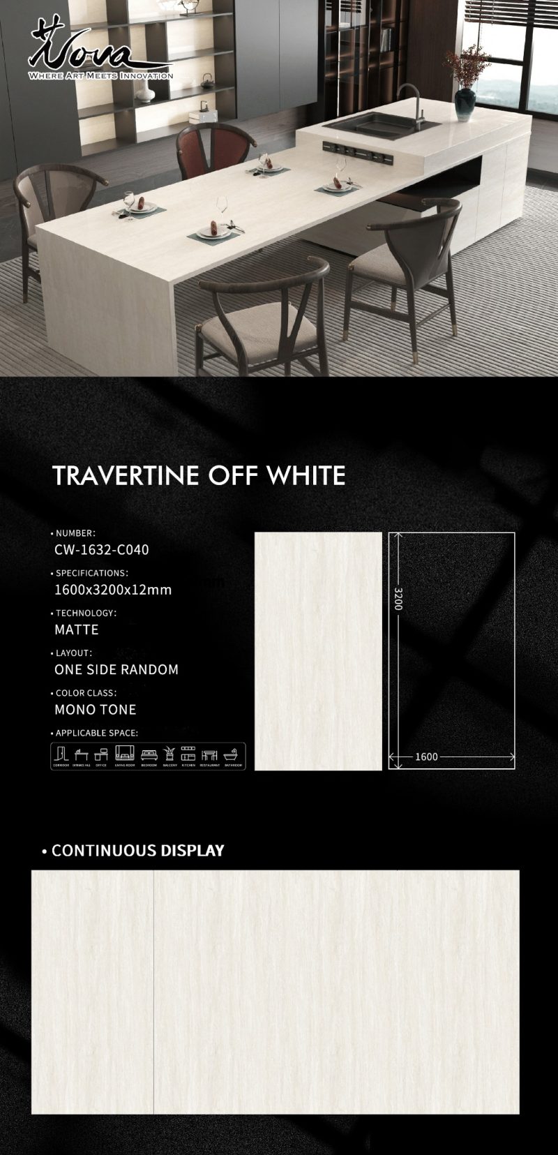 CW-1632-C040罗马洞石米黄TRAVERTINE OFF WHITE